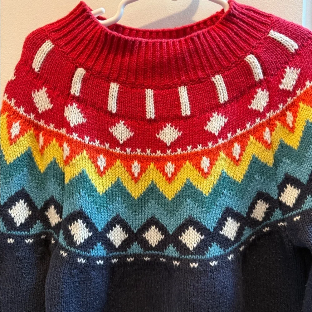 Hanna Anderson Après-Ski Winter Sweater Thick Knit Fair Isle Nordic Colorful 8